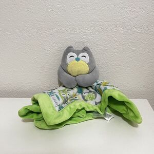 Carter's Owl Security Blanket Lovey Lovie Gray Green Plush Baby Toy